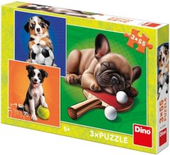Dino Puzzle Psí sportovci 3x55 dílků