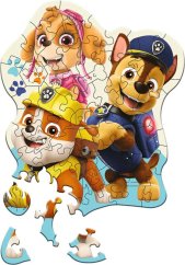 Dřevěné puzzle Junior 50 dílků Legrační Tlapková Patrola/Paw Patrol 19,5x23,5cm v krabici 20x20x6cm
