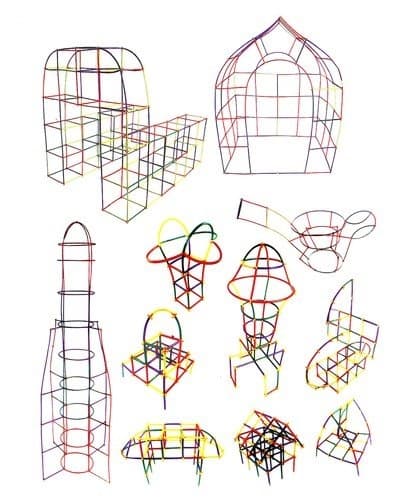 Stavebnice kreativní - stavění ze slámek 408 dílků