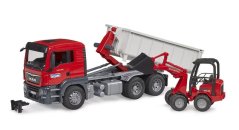 Bruder 3767 Nákladní automobil MAN TGS s rolovacím kontejnerem a Schäffer Hoflader 2630