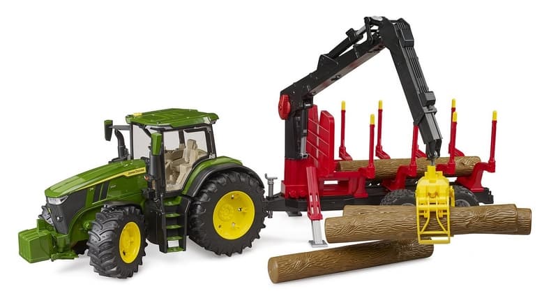Bruder 3154 traktor John Deere 7R 350 se zadním přívěsem a 4 kládami