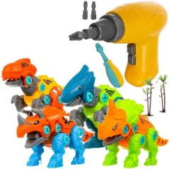 Stavebnice - šroubovací  dinosauři, sada 4 v 1 se šroubovákem