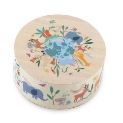 Vilac Dřevěný cajón bubínek Zvířata světa Sarah Betz