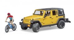 Bruder 2543 Jeep Wrangler Rubicon s cyklistou a kolem