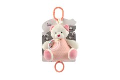 Růžový medvěd 18 cm na postýlku/kočárek s natahovacím hracím strojkem