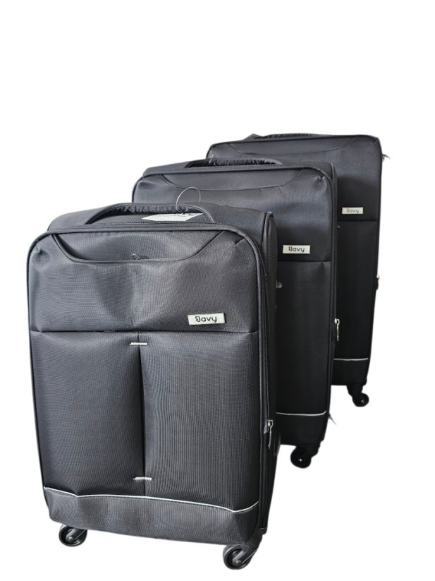 Bavy Cestovní kufr látkový Black - set 3 ks