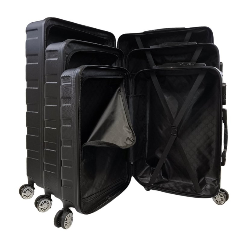 Bavy Cestovní kufr skořepinový Black - set 3 ks