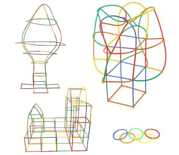 Stavebnice kreativní - stavění ze slámek 408 dílků