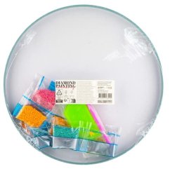 Kreativní sada diamantové malování mandala - květina zelená na kulatém plátně 30cm