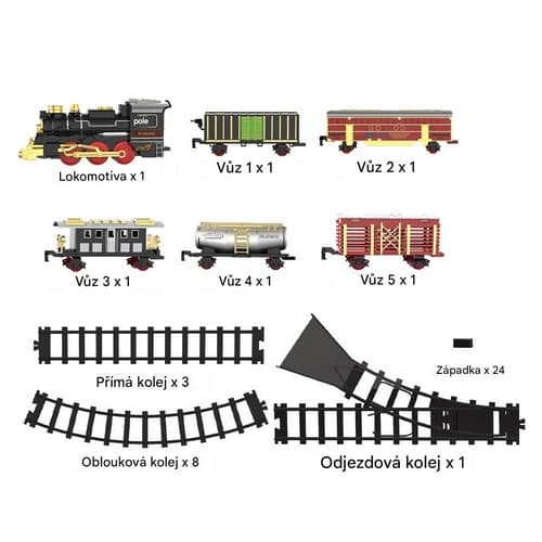 Parní vlak se světlem a zvuky
