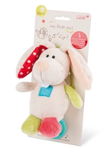 NICI MFN plyš Králíček na zavěšení s hracím strojkem, 18cm