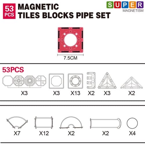 Magnetická stavebnice Řadovka 53 ks