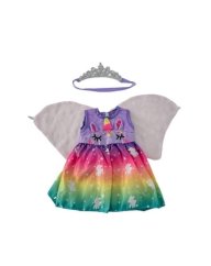 Plejo Oblečení pro panenku 40 - 43 cm duhové šaty s jednorožci