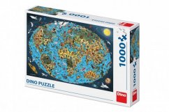 Dino Puzzle Kreslená mapa světa 1000 dílků