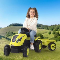 Šlapací traktor Farmer XL zelený s vozíkem