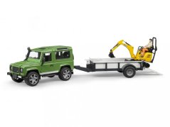 Bruder 2593 LAND ROVER+návěs+mikrobagr JCB+figurka