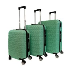 Bavy Cestovní kufr skořepinový Diamond Light green - set 3 ks