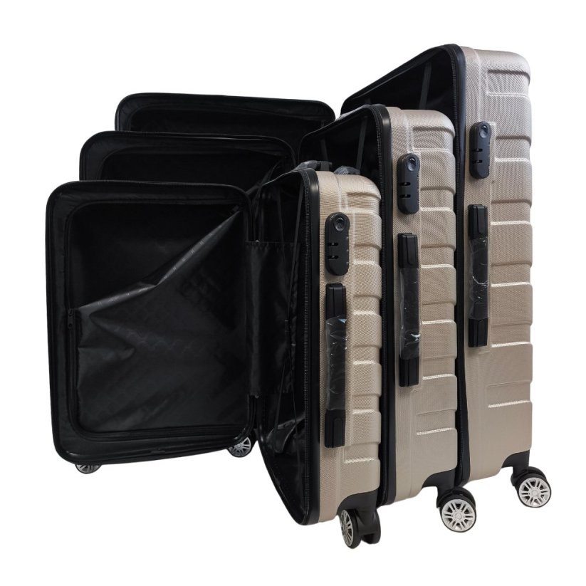 Bavy Cestovní kufr skořepinový Ribs Gold beige - set 3 ks