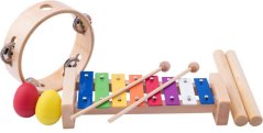 Woody Muzikální set (xylofon, tamburína, dřívka, 2 maracas vajíčka)