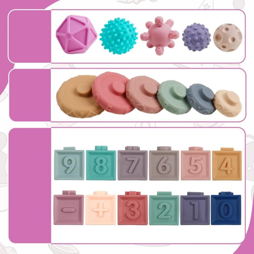 Bavytoy Montessori kostky a míčky - set