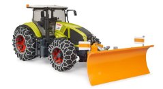 Bruder 3018 Traktor Claas Axion 950 se sněhovými řetězy a radlicí