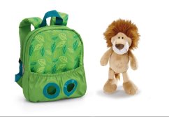 NICI Batůžek 21x26cm s plyšákem Lev 25cm, zelený