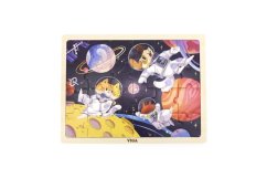 Dřevěné puzzle - zvířátka ve vesmíru 24 dílků