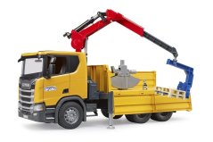 Bruder 3551 Stavební vůz Scania Super 560R s jeřábem a 2 paletami