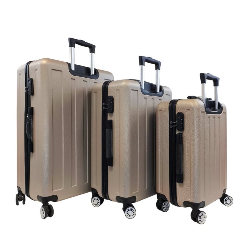 Bavy Cestovní kufr skořepinový Gold beige - set 3 ks