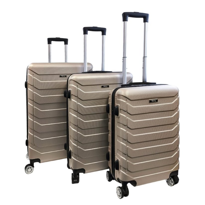 Bavy Cestovní kufr skořepinový Ribs Gold beige - set 3 ks