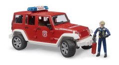 Bruder 2528 Jeep Wrangler Rubicon hasičský s figurkou a příslušenstvím