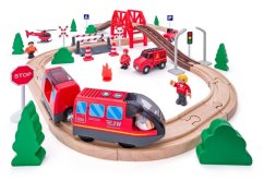 Woody Vláčkodráha s elektrickou mašinkou, hasiči, 60 dílů