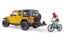 Bruder 2543 Jeep Wrangler Rubicon s cyklistou a kolem