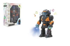 Robot chodící plast 22cm na baterie se světlem se zvukem