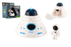 Sada vesmír plast astronaut,vesmírná stanice na baterie se světlem