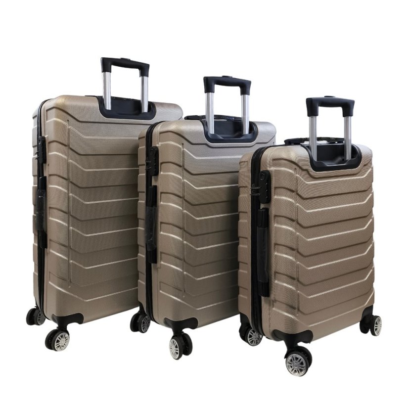 Bavy Cestovní kufr skořepinový Ribs Gold beige - set 3 ks
