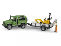 Bruder 2593 LAND ROVER+návěs+mikrobagr JCB+figurka