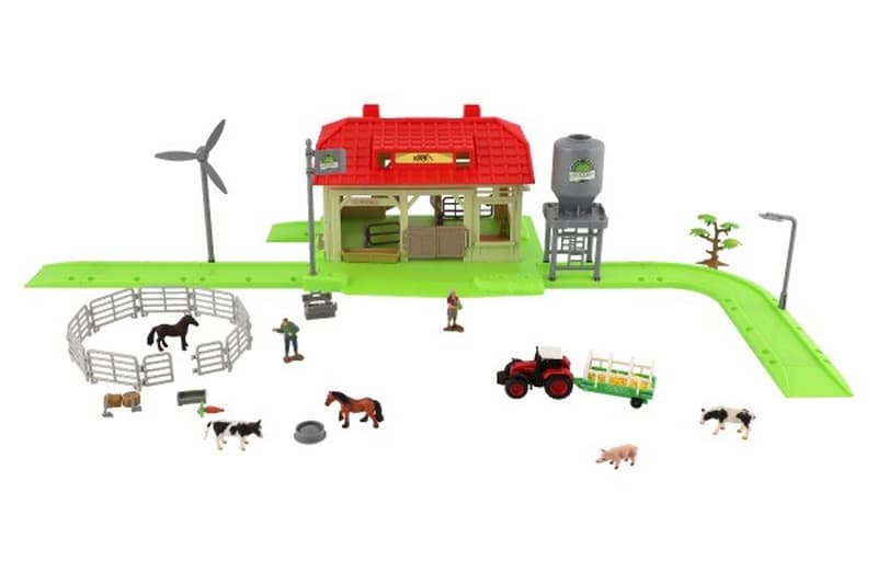 Sada domácí farma se zvířaty a traktorem plast s doplňky v krabici