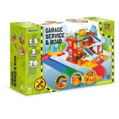 Garáž servis 3 patra + dráha 1,5m + 2 auta plast Wader