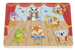 Dřevěná vkládačka zvuková zvířátka a hudební nástroje