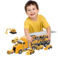 Bavytoy Kamion se stavebními auty žlutý