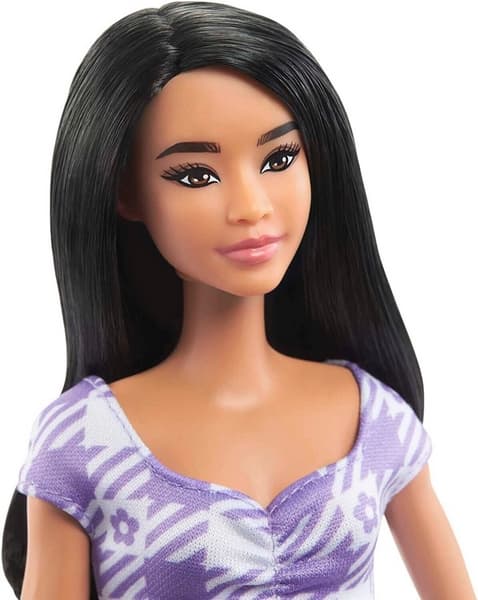Barbie Modelka - fialkové kostkované šaty HJR98