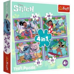 Puzzle 4v1 Bláznivý den Lilo&Stitch