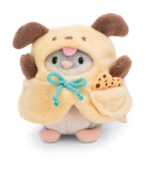 NICI plyš MyMochi Křeček Shai 8cm v kostýmu pejska a sušenkou,set dárkové balení 8,5x6,5x10cm