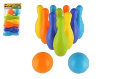 Kuželky 10ks a míče 2ks plastové