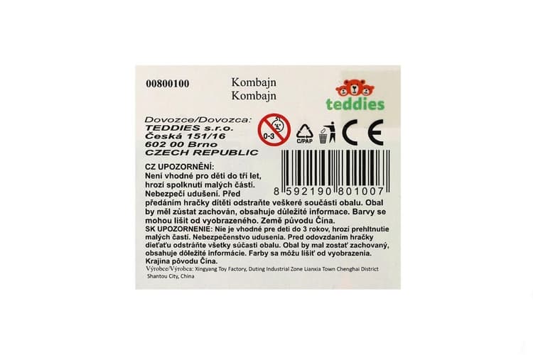 Kombajn/řezačka s vlekem plast 22cm