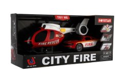 Hasičský vrtulník s autem