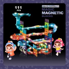 Magnetická stavebnice Svítící 111 ks
