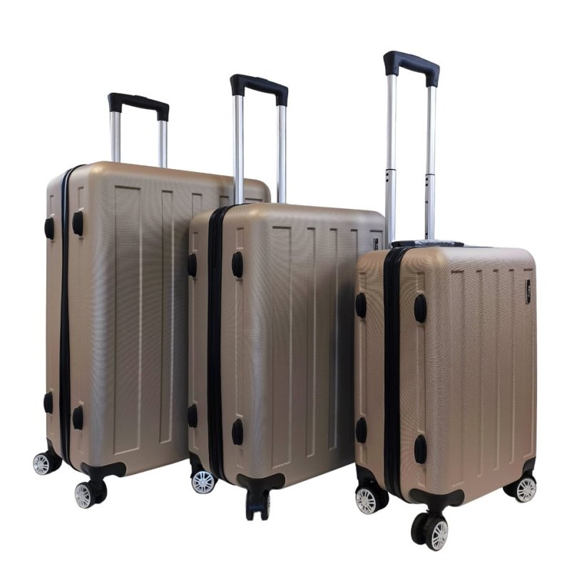 Bavy Cestovní kufr skořepinový Gold beige - set 3 ks