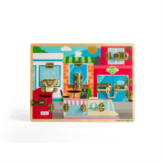 Bigjigs Toys  Dřevěná motorická deska západky a zámky